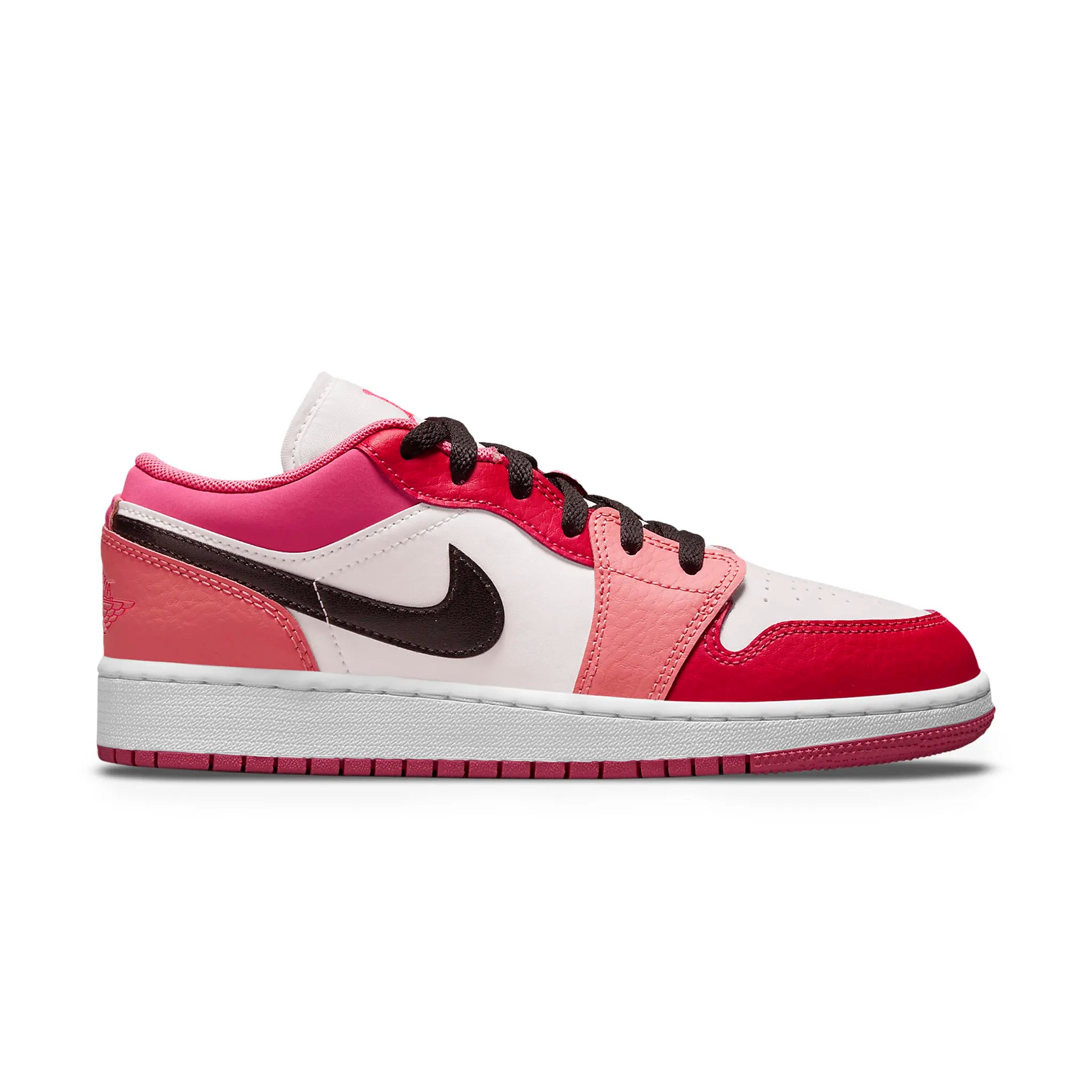 Side view of Air Jordan 1 Low Pink Red (GS) 553560-162